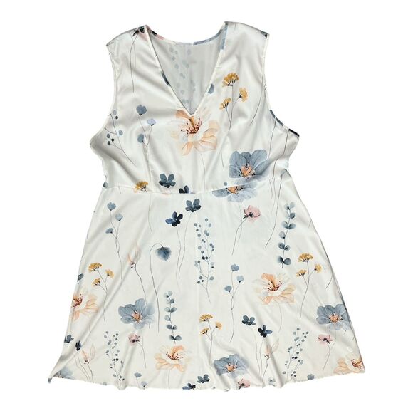 Women’s Dress A Line Maxi Plus Size 5XL Sleeveless zipper on the side Floral - Picture 7 of 9